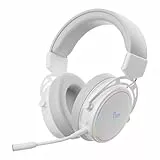 Rapoo VH800 kabelloses Gaming Over-Ear Headset, Flexibles Mikrofon mit Stummschaltung, Ohrpolster Kunstleder, 46h Akku, Headphone Bluetooth und 2,4Ghz PC/Mac/Xbox One/PS4/Nintendo Switch - White