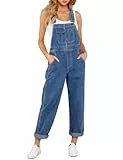 Roskiky Overall Damen Sommer Jeans Latzhose Lang Kostüm Gärtnerin Jumpsuit Blau Jeanslatzhose Oversize XL