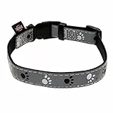 TRIXIE Silver Reflect Halsband Größe L–XL: Halsumfang 40–65 cm/25 mm in schwarz/silbergrau - stark reflektierendes Halsband für große bis sehr große Hunde, gute Sichtbarbarkeit im Dunkeln, 12224