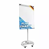 MOB Flipchart Shark Whiteboard fahrbar mit Rollenfuss Ständer 73x105cm | Höhenverstellbar bis 210cm, Beschreibbar, Trocken abwischbar, magnetisch | Flip Chart mit Magnettafel rollbar & Seitenarmen