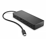 HP USB-C Multiport Hub – Universeller 7-in-1 Adapter mit HDMI 2.0, DisplayPort 1.2, 2X USB-A, USB-C Passthrough 65W, Ethernet – kompatibel mit Windows, macOS & ChromeOS – Schwarz