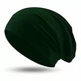 Hatstar® Klassische Slouch Long Beanie Mütze | leicht und weich | für Damen und Herren | Übergangsmütze für Frühling und Sommer (Dunkelgrün)