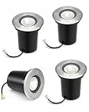 Auting 4er Set Bodenstrahler außen, bodeneinbaustrahler aussen Bodeneinbauleuchte für außen mit GU10 LED Warmweiß, Edelstahl 304 & IP67 Led bodenleuchte außen für Einfahrt, Terrasse & Garten