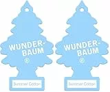 WUNDER-BAUM Auto-Lufterfrischer - Anhänger für langanhaltenden Duft im Auto oder zu Hause - Summer Cotton - 1 Stück (Packung mit 2)
