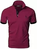 GNRSPTY Poloshirt Herren Kurzarm Polohemd Giraffe Stickerei Einfarbig T-Shirt S-XXL,Rot 1,L