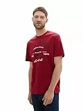 TOM TAILOR Herren T-Shirt mit Logo-Print aus Baumwolle, Deep Red, XXL