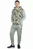 Bahob ® Trainingsanzug-Set für Herren, langärmlig, Fleece-Kapuzenpullover, Jacke, Oberteil und Hose, Jogginghose für Männer, Trainingsanzug-Set mit Kontrasteinsatz, Fitnessstudio, Laufen, Sport, Activ