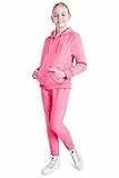 CityComfort Jogginganzug Mädchen, Trainingsanzug Mädchen Zweiteiler Outfit Kapuzenpullover und Jogginghosen Set Farbig 5-15 Jahre (Rosa, 9-10 Jahre)