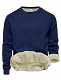 Tincini Herren Sweatshirt Winter Dickes Fleece Pullover Casual Rundhals Gefüttert Sweater Warm Langarm Pulli Winterpullover (Navy blau, L)