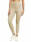 Famulily Gestrickte Leggings für Frauen, Damen Stretch High Taille Cozy Leggings Thermal Tights (XL, Beige)