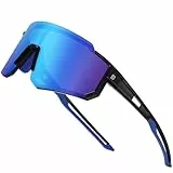 DUCO Polarisierte Sport Sonnenbrille für Herren Damen UV400 Schutz Baseball Radfahren Laufen Fischen Sonnenbrille DC0068 (Schwarz Rahmen Blau Temple Revo Blau Linse)
