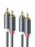 UGREEN Cinch Kabel 2M Stereo Audio Kabel auf 2RCA für Verstärker, Heimkino, Fernsehen, DVD - Vergoldete Kontakte