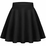 Zeagoo Damen Mini Rock Sommer Kurz Skater Rock Basic Solid Dehnbaren Skater Mini Rock Schwarz L
