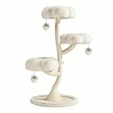 Fudajo Designer Kratzbaum mit 3 Mulden, Katzenkratzbaum Ø 59 cm und 125 cm Höhe, Katzenbaum bis max. 15 kg mit Sisal und Plüsch, Katzenmöbel mit 3 Etagen