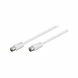 Goobay 11515 Antennenkabel 15m / Koax Stecker auf Koax Buchse / SAT Kabel Koaxialkabel Satellitenkabel 70 dB / 2fach geschirmt / TV Kabel HDTV / Weiß / Fernsehkabel 15m