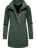 Ragwear Damen Leichter Sweat-Übergangsmantel lang windabweisendl mit hohem Kragen Letrice Bonded Pine Green Gr. S