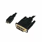 LogiLink CHM004 Mini-HDMI auf DVI-D Kabel 2m mit Rändelschrauben