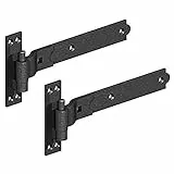 Merriway BH06853 Torscharniere mit Haken und Band, gekröpfter Hals, 400 mm, Schwarz, 2 Stück (16 Zoll)