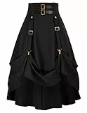 Mttelalter Damen einstellbare Frontlänge Cosplay Rock mit Schnalle und Riemen Rock Rockabilly Schwarz XXL