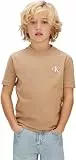 Calvin Klein Jungen 2er Pack T-Shirts Kurzarm Monogram mit Rundhalsausschnitt, Beige (F&T 17-1038 Tcx Tigers Eye), 8 Jahre