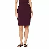Amazon Essentials Damen Figurbetonter Bleistiftrock in Überknielänge aus Ponte zum Hineinschlüpfen, Burgunderrot, M