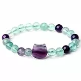 XIANNVXI Fluorit Katzen Armband Damen Katze Kristalle Cute Katzen Geschenke für Frauen Perlen Armbänder 8mm