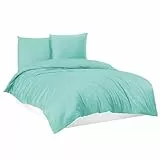 Mixibaby Bettwäsche Bettgarnitur Bettbezug 100% Baumwolle 135x200 155x220 200x200 200x220, Farbe:Mint, Größe:155 x 220 cm