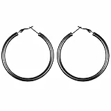 Aroncent Creolen Ohringe Groß Rund Kreis Ohrstecker Edelstahl Ohrschmuck Damen Mädchen Schwarz 50mm