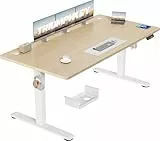 TRIUMPHKEY Höhenverstellbarer Schreibtisch 160x80 mit USB Ladeanschluss, 3 Memory-Steuerung Schreibtisch Höhenverstellbar mit Kabelkasten, Computertisch Stehpult,Standing Desk, Beige
