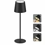 CNMTCCO LED Tischlampe Kabellos Dimmbar mit 5200mAh Batterie, 3 Lichtfarben Touch Steuerung, Wasserdicht für Outdoor & Indoor, Moderne Nachttischlampe für Wohnzimmer, Schlafzimmer, Balkon