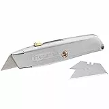 Stanley Cutter-Messer/Teppichmesser 99E, mit einziehbarer Klinge, 155mm Klingenlänge, robustes ergonomisches Gehäuse aus Zinkdruckguss, 5-Positionen-Klinge, InterLock, inkl. Ersatzklingen, 2-10-099