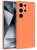 MyGadget Hülle für Samsung Galaxy S24 Ultra - Zweilagige Handyhülle mit Kameraschutz - Cover mit Innenfutter & Silikon außen - Orange
