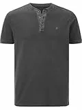 Jan Vanderstorm Herren T-Shirt Taagurd | Knopfleiste |feine Streifen | Reine Baumwolle | große Größen L-7XL dunkelgrau, 3XL (XXXL) - 64/66