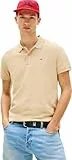 Tommy Jeans Herren Poloshirt Kurzarm Slim Placket Slim Fit, Beige (Gentle Gold), L