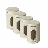 ECHTWERK Stilvolle Vorratsdosen 4er Set-creme, Vorratsbehälter, Aufbewahrungsbox, Zur Aufbewahrung von Mehl/Zucker/Müsli/Tee, Metalldose mit luftdichtem Deckel und großem Sichtfenster