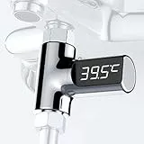 BAIFULAI LED Digital Badethermometer, Badewannenthermometer 5-85 ℃ Echtzeit Wasserdurchfluss mit 360 ° drehbarem Bildschirm, Wasserthermometer Baby, Duschthermometer, Thermometer Badewanne Badezimmer