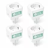 Meross Smart Home Steckdose 4er Pack, WLAN WiFi Steckdose mit Strommessung (16A), kompatibel mit Alexa, Google Home & SmartThings, Sprachsteuerung, Fernzugriff und Timerfunktion