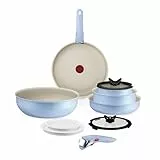 Tefal Ingenio Serenity Kochgeschirr-Set 11-teilig, Mineralia Antihaftversiegelung, platzsparend, stapelbar, für alle Herdarten, spülmaschinengeeignet, Calm Blue, L827SB04