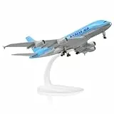 QIYUMOKE 1/300 Metallflugzeugmodell für Korean Air A380 für Airbus A380 Modellflugzeug mit Ständer (7.5 Zoll lang) Ausstellungsdekoration für Luftfahrtbegeisterte.