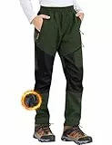 Zoofly Schneehose Softshell Hose Jungen Skihose Wasserdichte Thermohose Outdoor Hose Softshellhose Winter Skihose Fleece Gef├╝ttert Schwarz-Gr├╝n 134-140