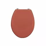 MSV - CLÉO MDF-WC-Sitz - Edelstahlscharniere - Absenkautomatik - Ø 370 x 450 mm - Matte Terrakotta-Farbe - Modernes Design - Komfort und Langlebigkeit fürs Badezimmer