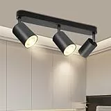 BOYIR Deckenstrahler 3 Flammig Schwarz, Modern Deckenlampe Strahler Schwenkbar 350°, GU10 Deckenleuchte Spot Strahler, Spotlight Lampe Deckenspots für Küche Flur Wohnzimmer, Ohne Leuchtmittel