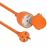 Electraline 04020 Verlängerungskabel für den Garten, 15 m, Universalsteckdose, Orange