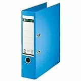 Leitz Qualitäts-Ordner 180°, A4, 8 cm Rückenbreite, Spezialpapierkaschierung in Leinenprägung, Blauer Engel, Hellblau, 10070030
