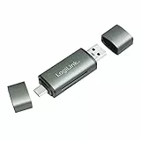 LogiLink CR0043 - USB 3.2 (Gen1) Kartenleser für SD- und microSD-Karten im Aluminiumgehäuse, für Speicherkarten bis 2 TB, Anschluss über USB-A oder USB-C