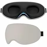 Gritin Schlafmaske für Seitenschläfer Damen & Herren, 3D Upgrade Bequem Schlafbrille mit Verstellbar Gummiband, Hautfreundlich Lichtblockierend, Ergonomische Augenmaske für Schlaf usw. -Hellgrau
