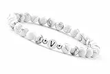 GD GOOD.designs Pärchen Armband mit Buchstaben V | Partnerarmband aus Howlith Perlen (Buchstabe V)