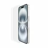Belkin ScreenForce TemperedGlass Schutzfolie für iPhone 16, dünn iPhone Folie, kristallklar Schutzglas, kratzfest, Displayschutz für iPhone 16 oder iPhone 15, Blasenfreie Applikation, 2er-Pack