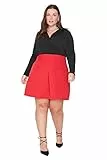 TRENDYOL Damen Trendyol Damen Große Größen Mini A-linie Plisseerock Webstoff Große Größen in Rock Scooter Skirt, Rot, 48 Große Größen EU