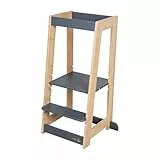 roba Lernturm nach Montessori - Sicherer Tritthocker für Kinder - Ideal als Küchenhelfer - Bis 80 kg belastbar - FSC zertifiziertem Bambus Holz - Anthrazit